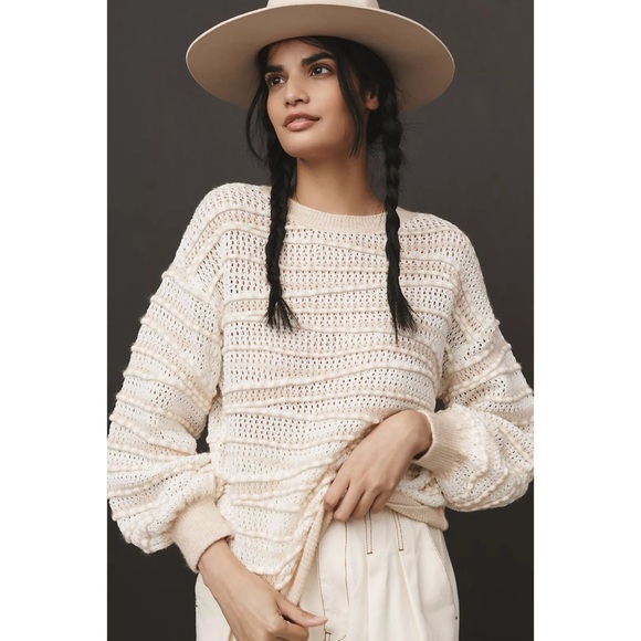 Anthropologie Sweaters - Anthropologie Open-Stitch Women’s Ballon Sleeve Sweater - Size XS